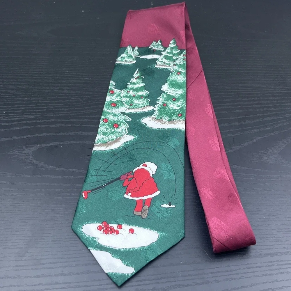 Hallmark Yule Tie Greetings‎ Golf Santa Christmas Necktie 56